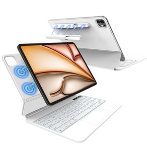 DANYCASE 아이패드 자력 흡착 디지털 전력 마법 키보드 케이스, 흰색, 1개