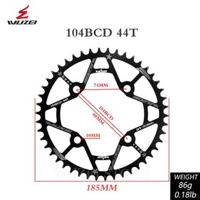 크랭크 부품 호환 WUZEI 104BCD 둥근 모양 Chainings 30T 32T 34T 36T 38T 40T 42T 44T 46T 48T 50T 52T 좁은 와이드 체인 휠, [08] 44T ound, 1개