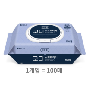 코디 소프트 터치 물티슈 캡형 100매 20팩