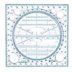 목공 삼각자 템플릿 원형 드로잉 디자인 다기능 눈금자 건축가 입체 회전식 아트 측정 건축, 파란, 1개