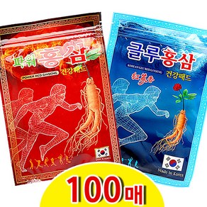 글루홍삼 파워홍삼 건강패드 100매 (붙이는 찜질팩 찜질패드 핫팩 효도선물 홍삼패드, 글루홍삼100매, 1개