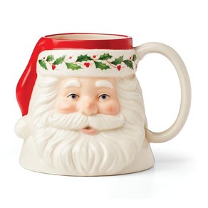 Lenox 895044 홀리데이 산타 머그 멀티컬러 473.2ml(16온스) 크리스마스 드링크웨어, Santa Mug