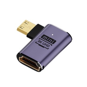 [JA207] Coms HDMI to Mini HDMI 변환 젠더 2.1 8K@60Hz UHD 연장 MF 미니HDMI 좌향꺾임