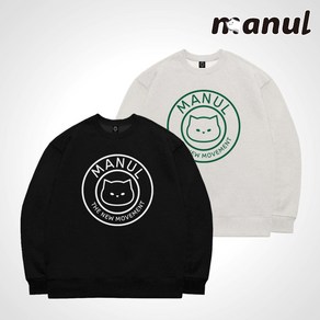 MANUL 마눌 남녀공용 프리미엄 쭈리 기모 오버핏 맨투맨 티셔츠 2컬러 AW105