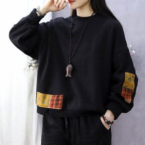 빛깃닥 기모맨투맨 라우드맨투맨 폴오버 빅사이즈 긴팔티 봄가을 누빔 여성상의 엄마옷 루즈핏