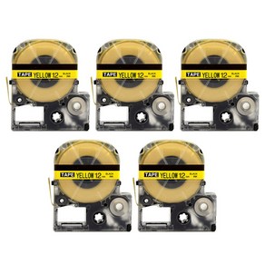 트렌드하우 엡손 호환 라벨테이프 SC12Y 12mm 노랑바탕/검정글씨 5개, SC12Y 노랑바탕/검정글씨 5개