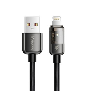 맥도도 아이스 프로 자동전류차단 USB-A to 라이트닝 8핀 고속충전 케이블, 블랙, 1.2m, 1개