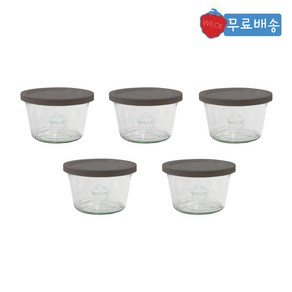 [WECK] 370ml (No741) 유리병+PE뚜껑 5개, PE그린레이 5개