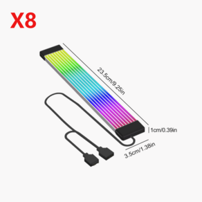 PC RGB GPU 케이블 유연한 LED 스트립 라이트 컴퓨터 전원 공급 장치용 DIY 키트 8 핀 24 PSU 확장 5V, 01 CHINA, 01 X8 Black, 1개