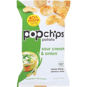 Popchips Sou Ceam & Onion Potato Chips 5 Oz 팝칩 사워 크림 & 오니언 감자칩 5온스, 141g, 1개