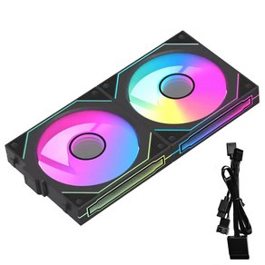 JUMPEAK MX120 240mm 모듈식 무선 연결 PC 120mm 섀시 히트팬 ARGB 컴퓨터 물 냉각기의 무한 미러링 효과, 04 2 Black Fans Kit, 01 Revese Blades, 1개