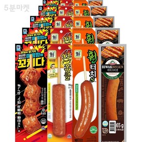 5분마켓 대림 매콤함에꼬치다 90g 5개+숯불구이맛후랑크 70g 5개+휠터치s 70g 5개+한성 비바크비센 65g 5개 핫바기획전 20개