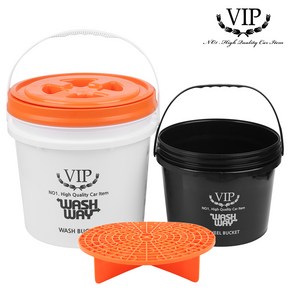 VIP 워시웨이 세차버킷 3종 세트+휠버킷, 화이트, 16L, 버킷 3종세트+휠버킷