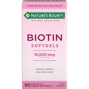 Natue's Bounty 네이처의 바운티 바이오틴 10000mcg 보충제 건강한 비타민 피부 및 손톱을 지원하고 바이오틴이 함유된 최적의 솔루션 비타민 아이언맥스 90개, 1개, 90정