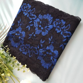 dklace 레이스모음 / (네이비/블랙) 투톤 장미 레이스 폭 17.5cm 자가드 레이스, Navy/Black 투톤 장미 레이스_3yd, 1개