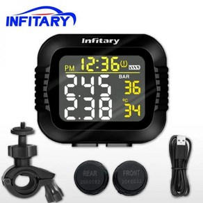 타이어 공기압 센서 경보장치 TPMS Infitay 오토바이 압력 모니터링 시스템 대형 무선 LCD 다채로운 디스플레이 시프트 상태 정밀 디지털 모토, 1개