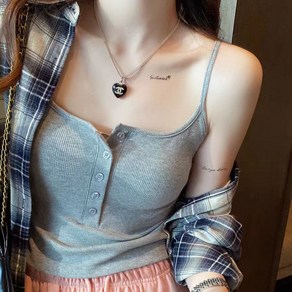 [RANCY 랑시] 사계절용 단추나시 캡브라 나시 민소매 캡나시 신축성 좋음 일체형 나시 프리사이즈 58키로까지가능!