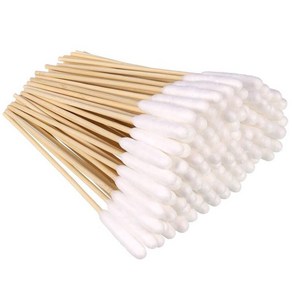 애완견 코튼 버드 동물 귀 청소용 나무 손잡이가 달린 긴 면봉 다목적, 1개, 100개