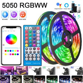 와이파이 리본 RGBWW 5050 테이프 어댑터 RGB 조명 스트립 25M 블루투스 LED 방수, Only LED Stip, 5050 RGB 60LEDs 1M