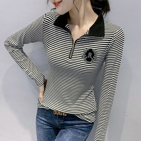 여성용 차이나넥 스판 집업 긴팔 티셔츠 Women's T-shirt 뉴타임즈 Q721P922