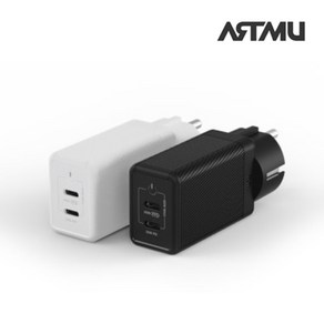 아트뮤 USB PD 65W PPS GaN 접지 듀얼 초고속 충전기 GC820, 화이트, 1개