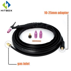 HITBOX TIG 가스 버너 용접 토치 WP17V 13ft 4M 10-25mm 어댑터 140A 150 Amp 공기 냉각 SR-17V 아르곤 건, 01 CHINA_01 WP17V_01 10-25mm, 1개