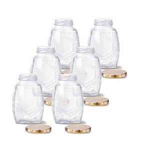 미르코리아 유리 꿀병 400 골드캡, 300ml, 6개