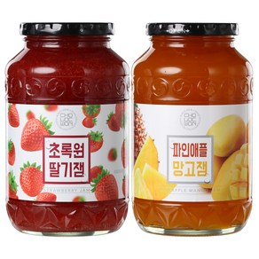 초록원 딸기잼 1kg+파인애플망고잼 1kg, 1세트