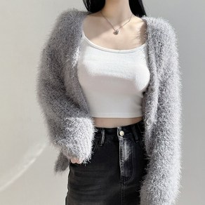 [털빠짐x/여신룩] 보들보들~ 슈가 솔잎 가디건 깃털 퍼 앙고라 브이넥 가디건