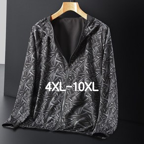 남자 바람막이 빅사이즈 4XL-10XL 여름 아이스 실크 쿨소재 후드집업 자켓 낚시