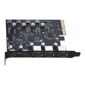 5 포트 PCIE 라이저에서 3X USB-A -2X USB-C에서 PCI-E X4 어댑터 확장 카드 20G, 1개