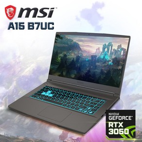 MSI A15 라이젠5 15인치 RTX3050 게이밍 노트북, B7UC, WIN11 Po, 16GB, 512GB, 코스모스 그레이