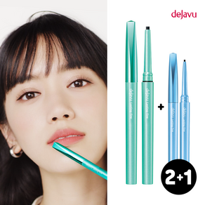 [2+1] 데자뷰 크림 펜슬 아이라이너 0.15g * 2개 + 극세 펜슬 라이너 테스터 증정, 리얼블랙