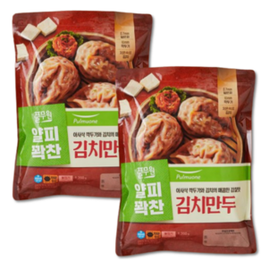 풀무원 얇은피 김치만두 1200G X 2 [아이스박스] + 더메이런알콜티슈, 1.2kg, 2개