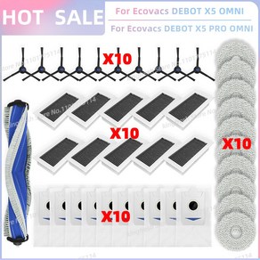 에브리봇 호환 Ecovacs Debot X5 OMNI PRO 로봇 청소기 교체 부품 - 메인 롤러 사이드 브러시 헤파 필터 걸레 천 먼지 봉투 액세서리, 4) SET D, 1개