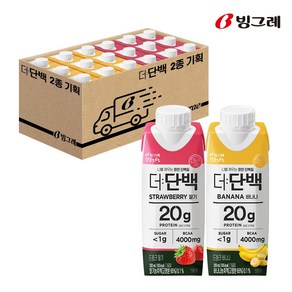 빙그레 더단백 드링크 2종 기획 (딸기 250ml 9개 바나나 250ml 9개) 총 18개입