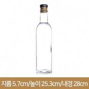 유리병 사각투명420ml 콜크 (K), 1개, 1개