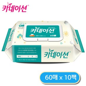 카네이션 고급 물티슈 평지 빅사이즈 60매 10팩, 10개, 60개입