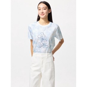 [일본정품]유니클로 디즈니 인 블루 그래픽 여성 반팔 티셔츠 UT 479625