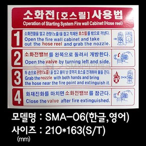 소화전(호스릴)사용법 소화전사용방법표지 스티커 SMA-06, 1개