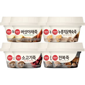 CJ 비비고 죽 용기 A세트 280g x 8개(소고기죽 전복죽 누룽지닭백숙죽 버섯야채죽 각 2개씩), 1세트