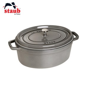 STAUB 스타우브 타원(오발) 꼬꼬떼 양수냄비 27x21cm 독일직배송, 그레이, 1개