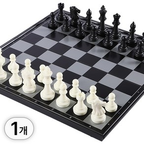 투데이리빙 휴대용 자석 체스 접이식 고급 미니 Chess 체스판 체스말 보드 게임 전략 승부 보드게임, R98130B, 1개, 블랙그레이