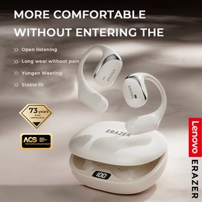 골전도보청기 귓속형보청기 골밀도이어폰 강력한 사운드 Lenovo ERAZER X9 무선 헤드폰 OWS 스포츠 오픈 블루투스 이어폰 마이크 소음 감소 방수, [05] white, 1개