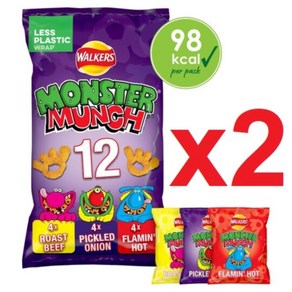 12개입 2개 총 24개 워커스 몬스터 먼치 뭉크 멀티팩 3가지맛 Walkes Monste Munch Multipack, 2개, 20g