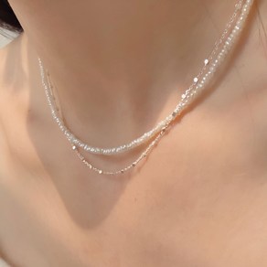 [제작/순은] 사각 실버볼 심플 체인 은목걸이 PUR NECKLACE