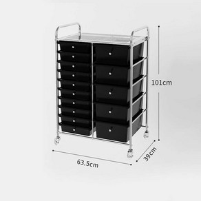 미용실 츄레이 트롤리 거실 정리함 트레이 플라스틱, 15서랍, 1개, 15서랍-블랙