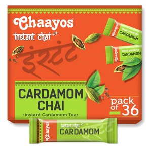 인도정품 Chaayos 인스턴트 티 프리믹스카다몬일반 설탕 (14G X 36개)Elaichi Chai카다몬 차1 Min Chai아삼 차마살라 차 프리믹스510g, 510g, 1개, 36개입