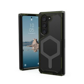 URBAN ARMOR GEAR 업데이트 버전 UAG 케이스 삼성 Z 폴드 5 2023 플라이오 프로 올리브스페이스 그레이 견고한 황변 투명 마그네틱 충전 커버 호환