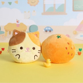 모찌타운 따끈따끈 귀여운 귤냥이 리버시블 손난로 핫팩인형, 1개, 치즈, 9cm